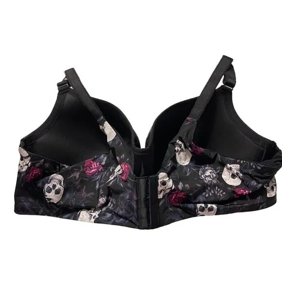 Torrid NWT Skull Black Smoothing Lightly Lined Full Coverage Balconette Bra 42F