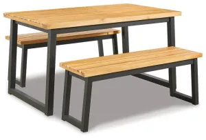 Town Wood Brown/Black Outdoor Dining Table Set (Set of 3)