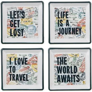 Travel Stamp Trinket Dish 4 Piece Set