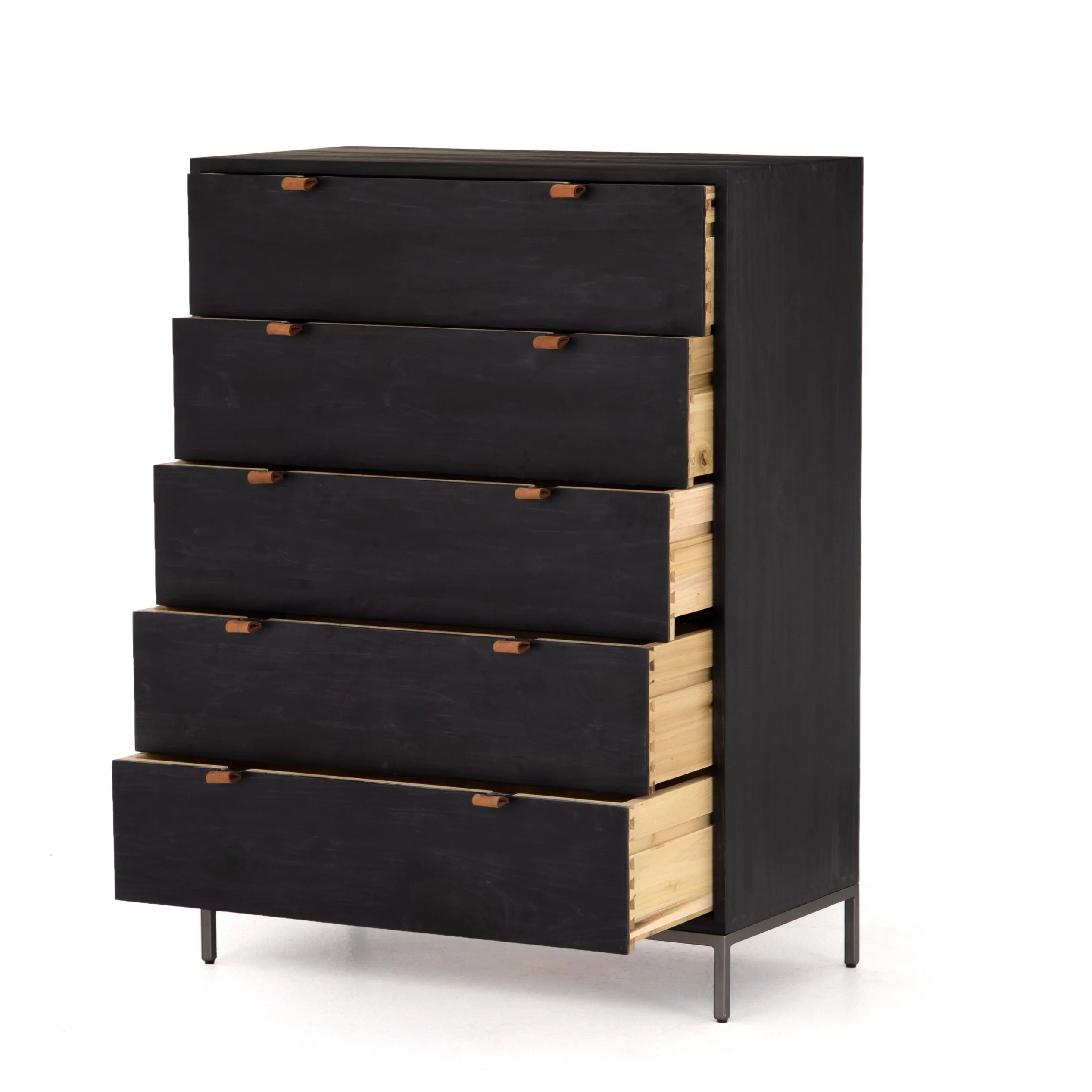 Trey 5 Drawer Dresser-Black Wash Poplar