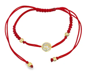 Two Tone Gold Miniature St Benedict Medal Macrame Bracelet