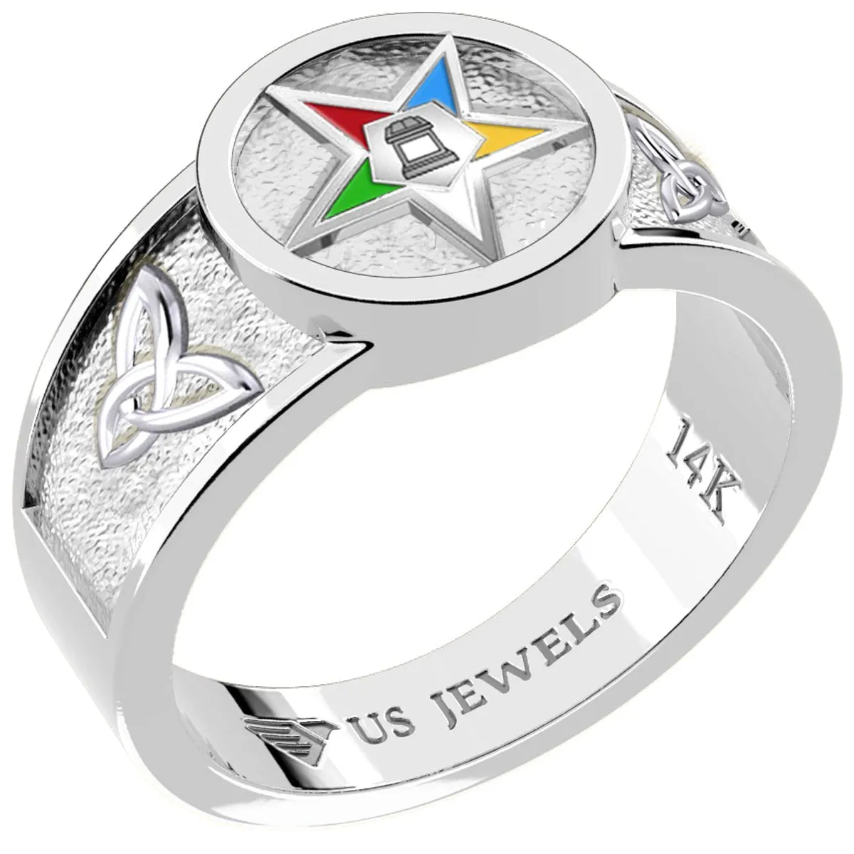 US Jewels Masonic Ladies 14k Yellow Gold 8mm Eastern Star Ring