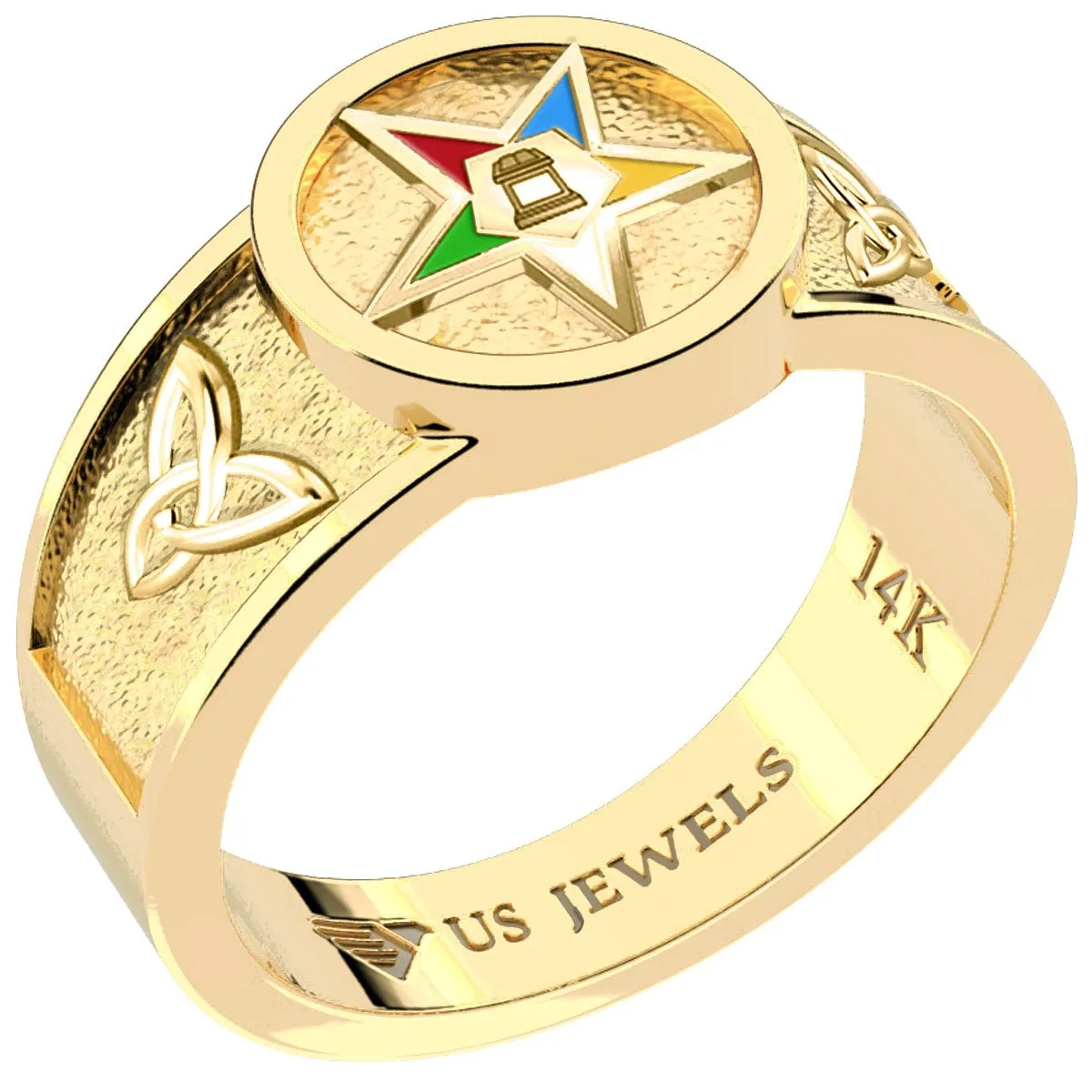 US Jewels Masonic Ladies 14k Yellow Gold 8mm Eastern Star Ring