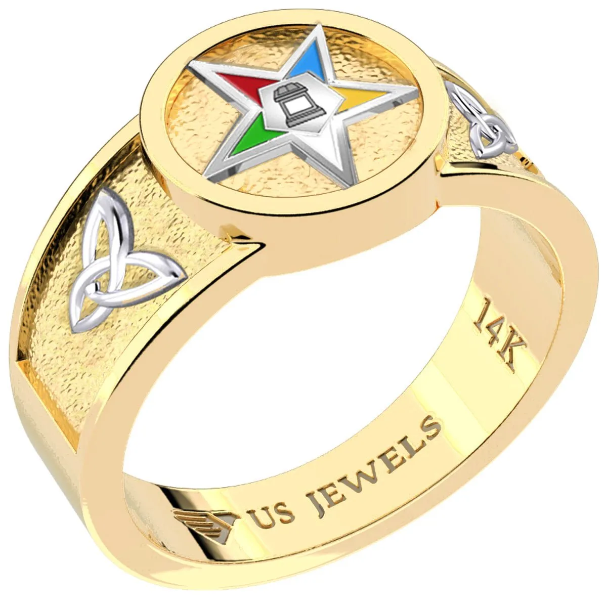 US Jewels Masonic Ladies 14k Yellow Gold 8mm Eastern Star Ring