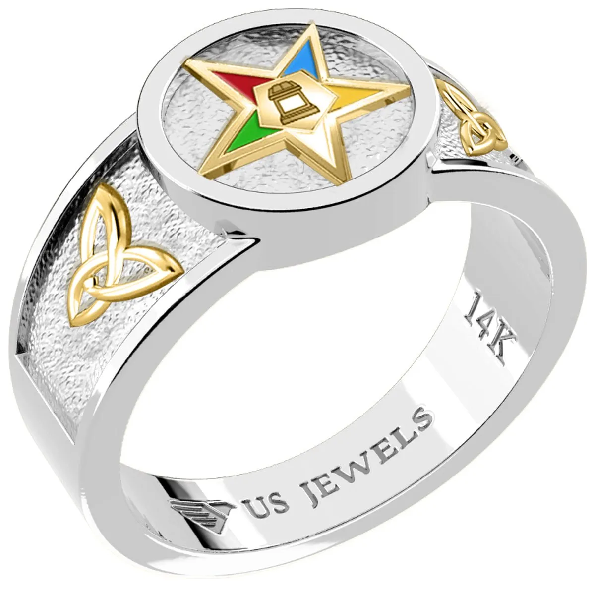 US Jewels Masonic Ladies 14k Yellow Gold 8mm Eastern Star Ring
