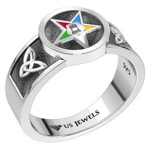 US Jewels Masonic Ladies 925 Sterling Silver 8mm Eastern Star Ring