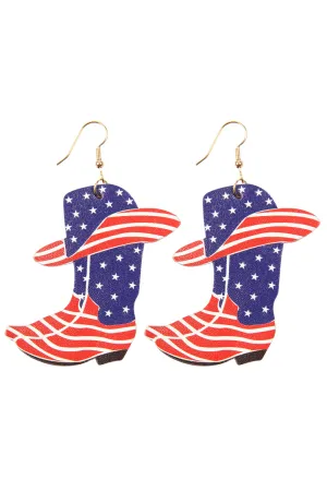 USA ACCENT BOOTS LEATHER DROP EARRINGS