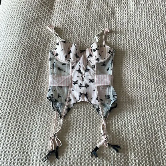 Victoria’s Secret Corset Bra Black White Pink Costume 34B