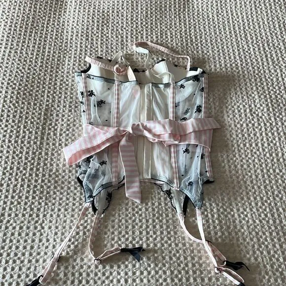 Victoria’s Secret Corset Bra Black White Pink Costume 34B