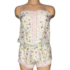 Victoria’s Secret Heritage Silk Viscose Pink White Floral 2 Pc Camisole Set XS