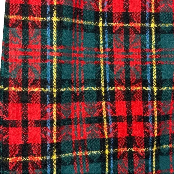 Vintage 90s Retro Grunge Belted Tartan Plaid Wool Midi Pencil Skirt Red