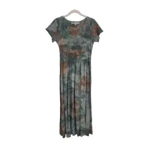 Vintage Babara Lesser‎ tie dye maxi dress size S fairy grunge whimsygoth crinkle