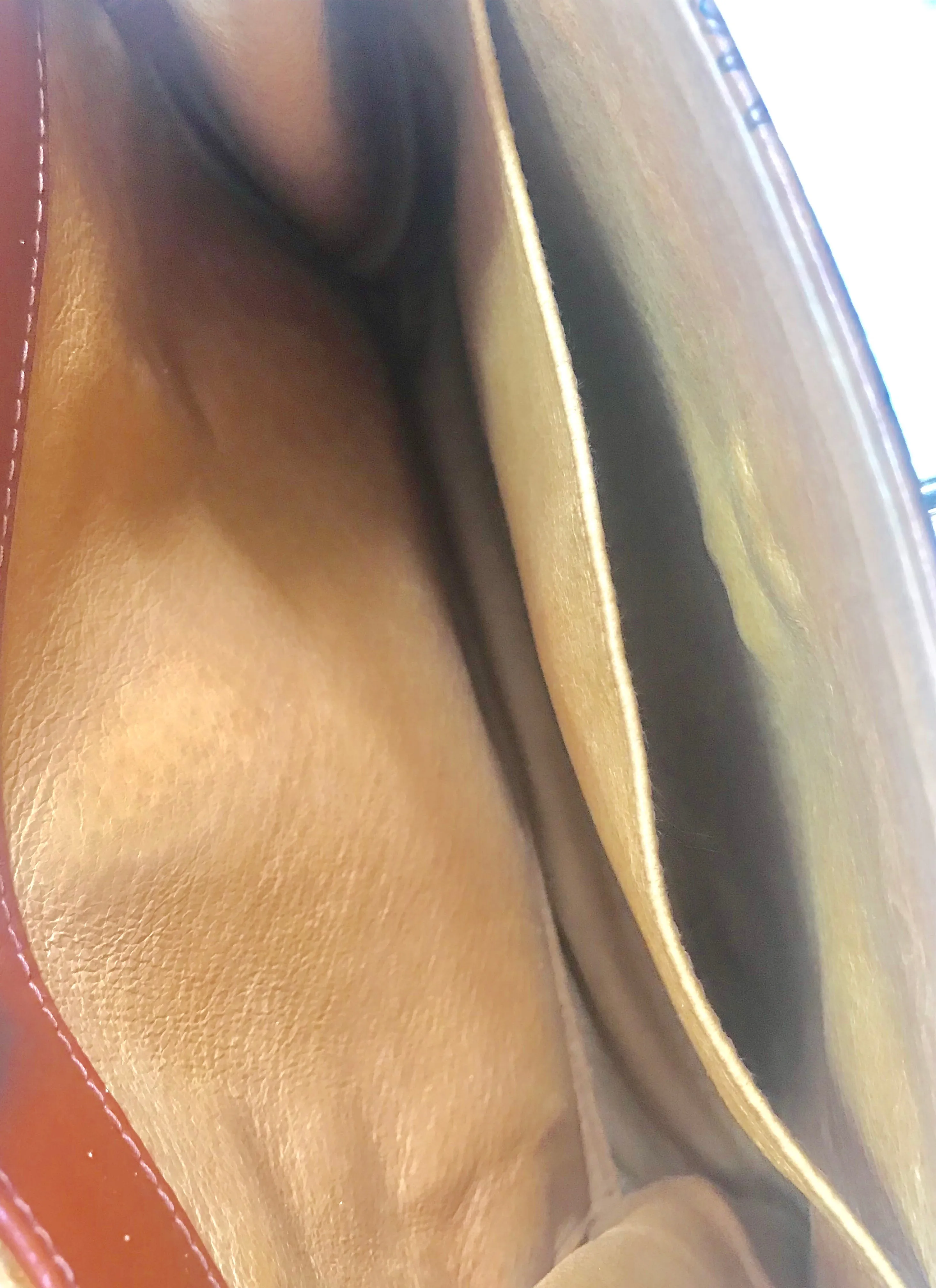 Vintage MCM classic brown monogram Kelly bag with golden logo plate. Perfect daily use bag.  By Michael Cromber, Germany