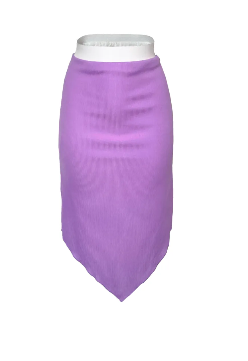 VIOLET/WHITE REVERSIBLE POINTED HEM SKIRT