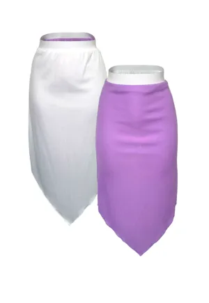 VIOLET/WHITE REVERSIBLE POINTED HEM SKIRT
