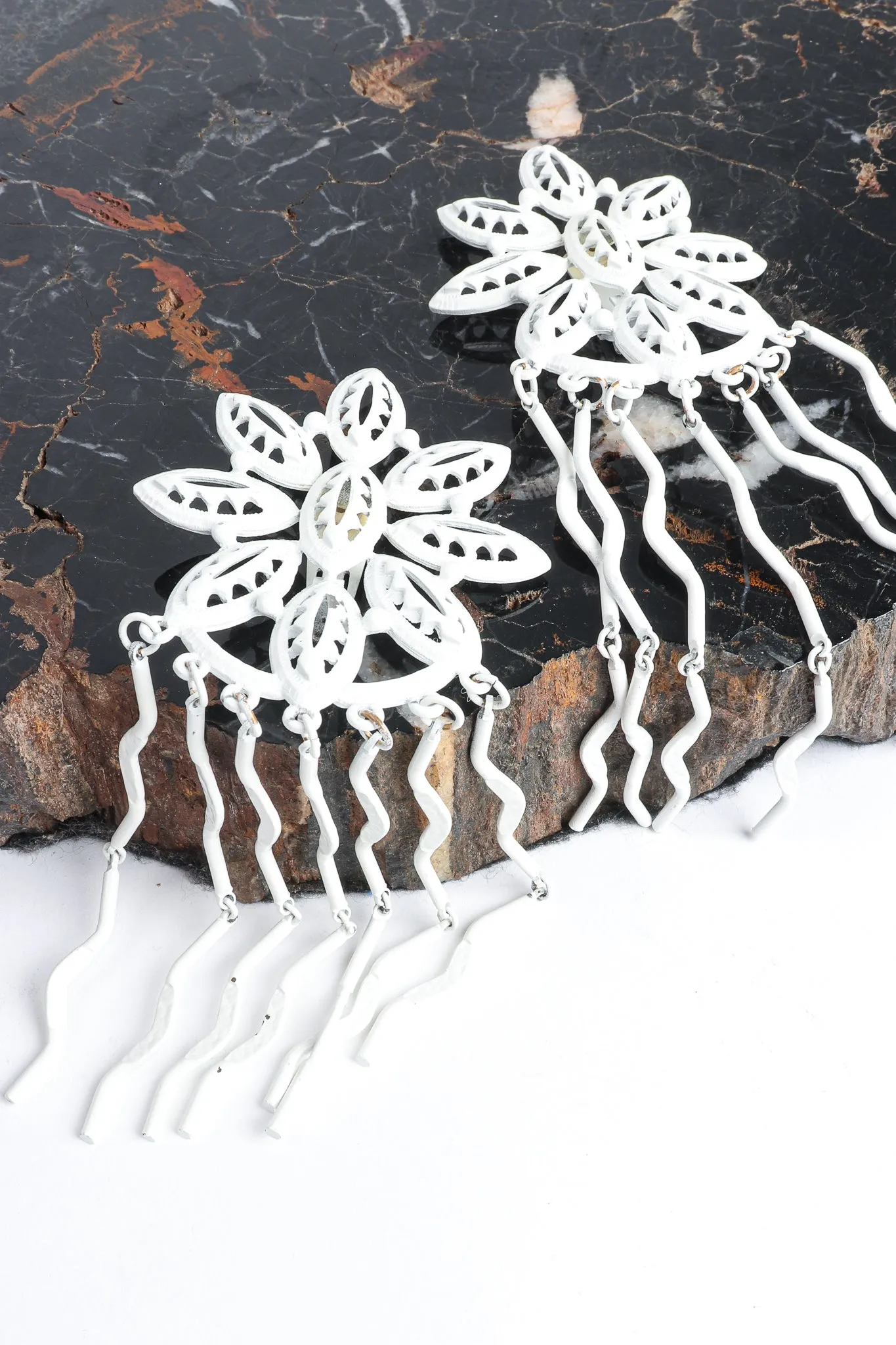 White Flower Fringe Earring