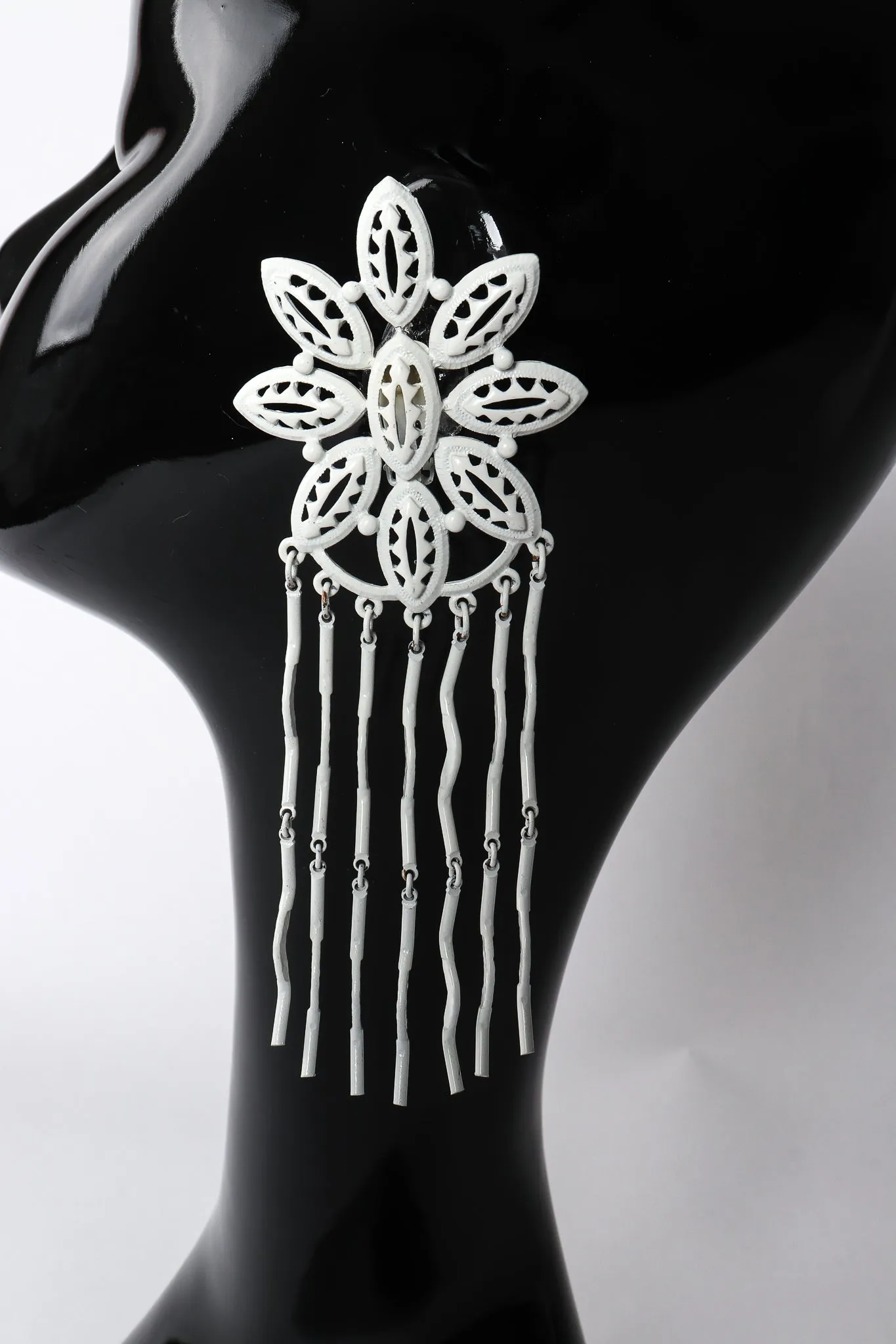 White Flower Fringe Earring