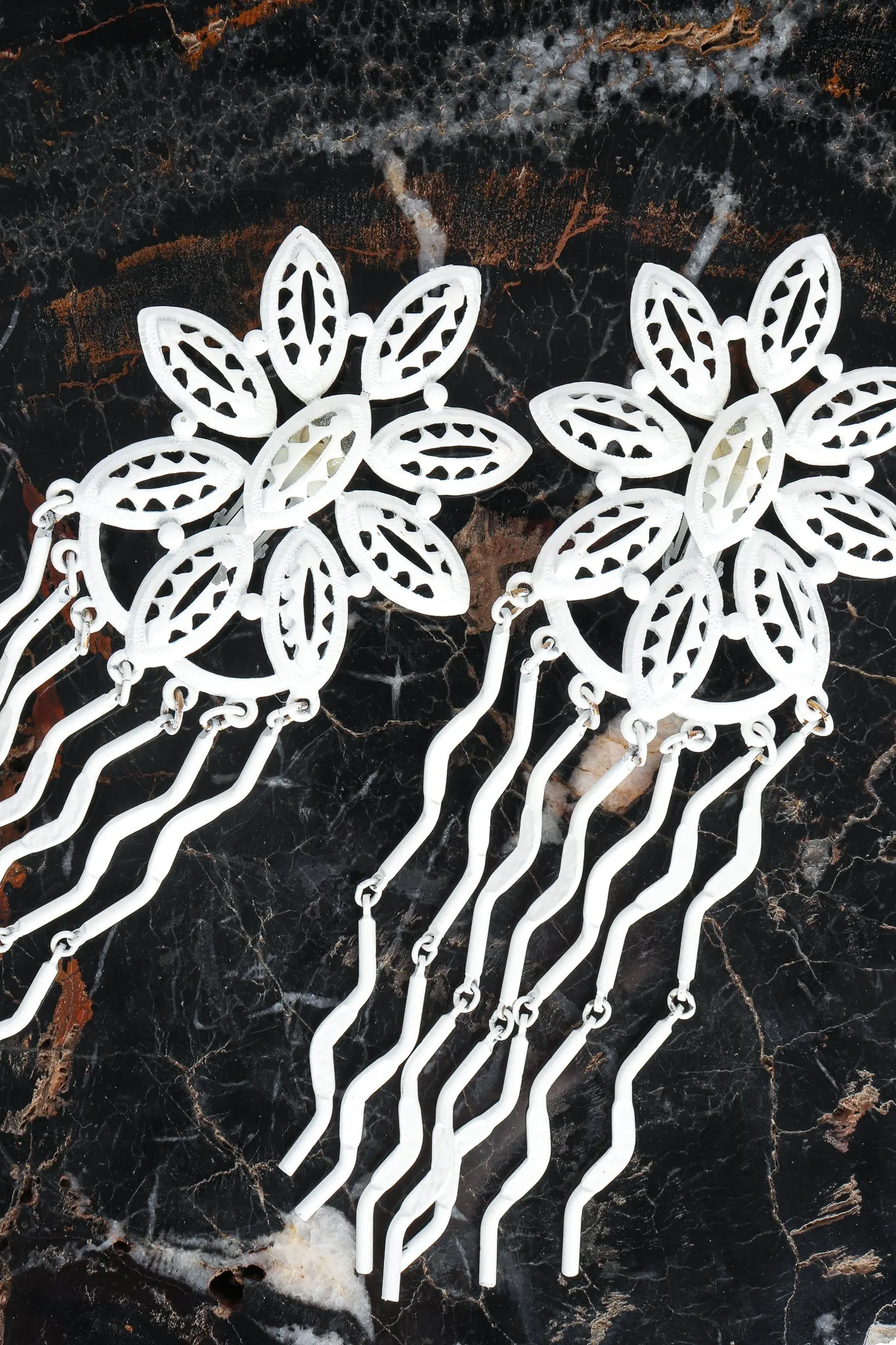White Flower Fringe Earring
