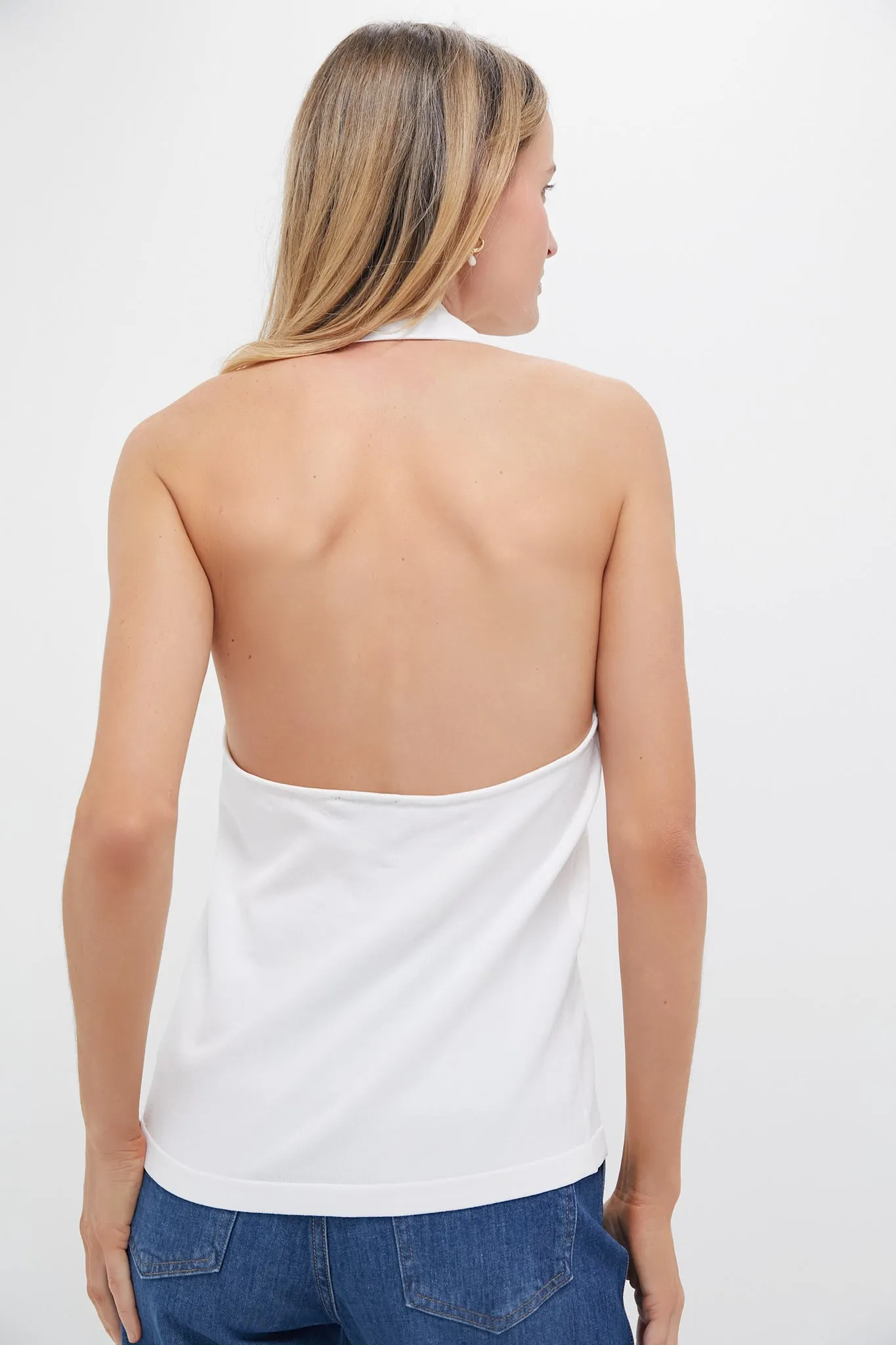 White Nadia Halterneck Polo