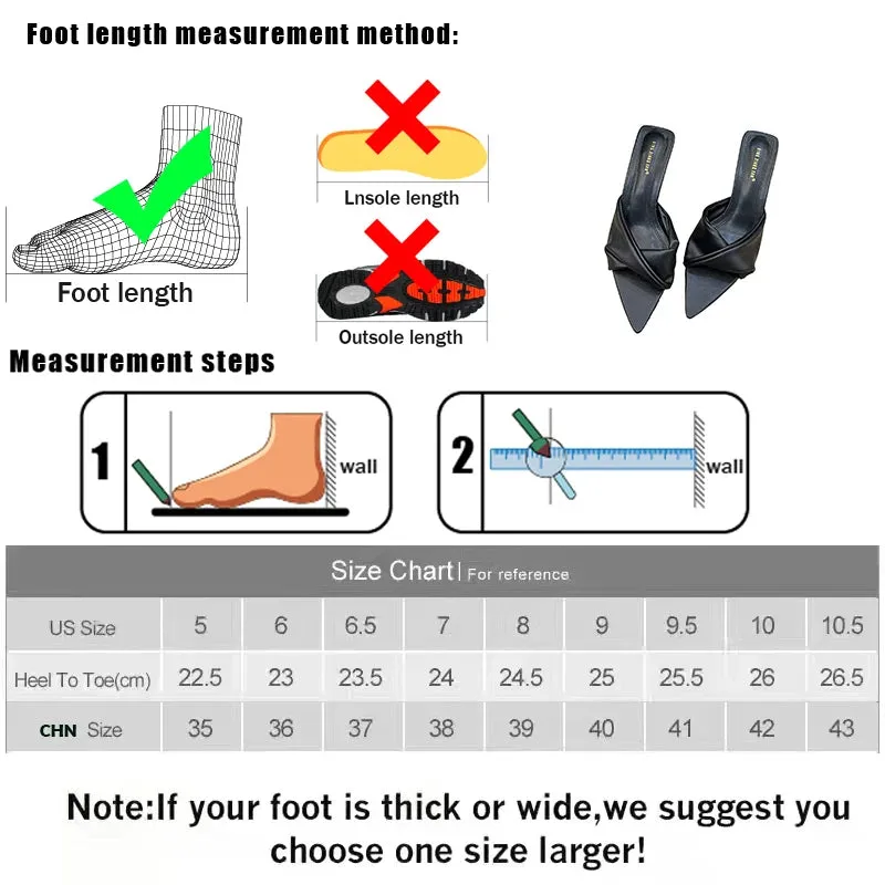 Women Outdoor Slippers High Heel Shoes 2024 Summer Footwear  Fashion Design Pointed Toe Ladies Slides Pumps Female Mules