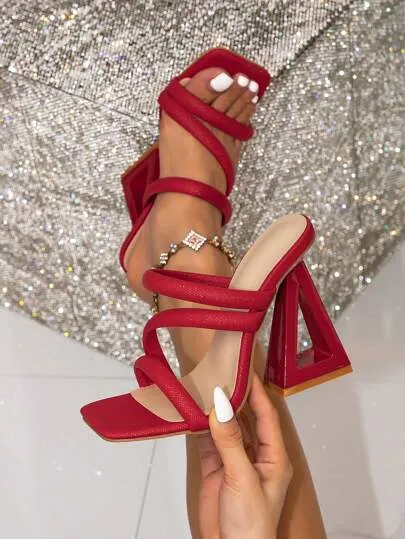 Women's High-Heeled Sandals, New Summer Comfortable And Versatile Women's Mules, Elegant And Fashionable Outdoor Golden Party Beach Wear Slippers With Square Toe