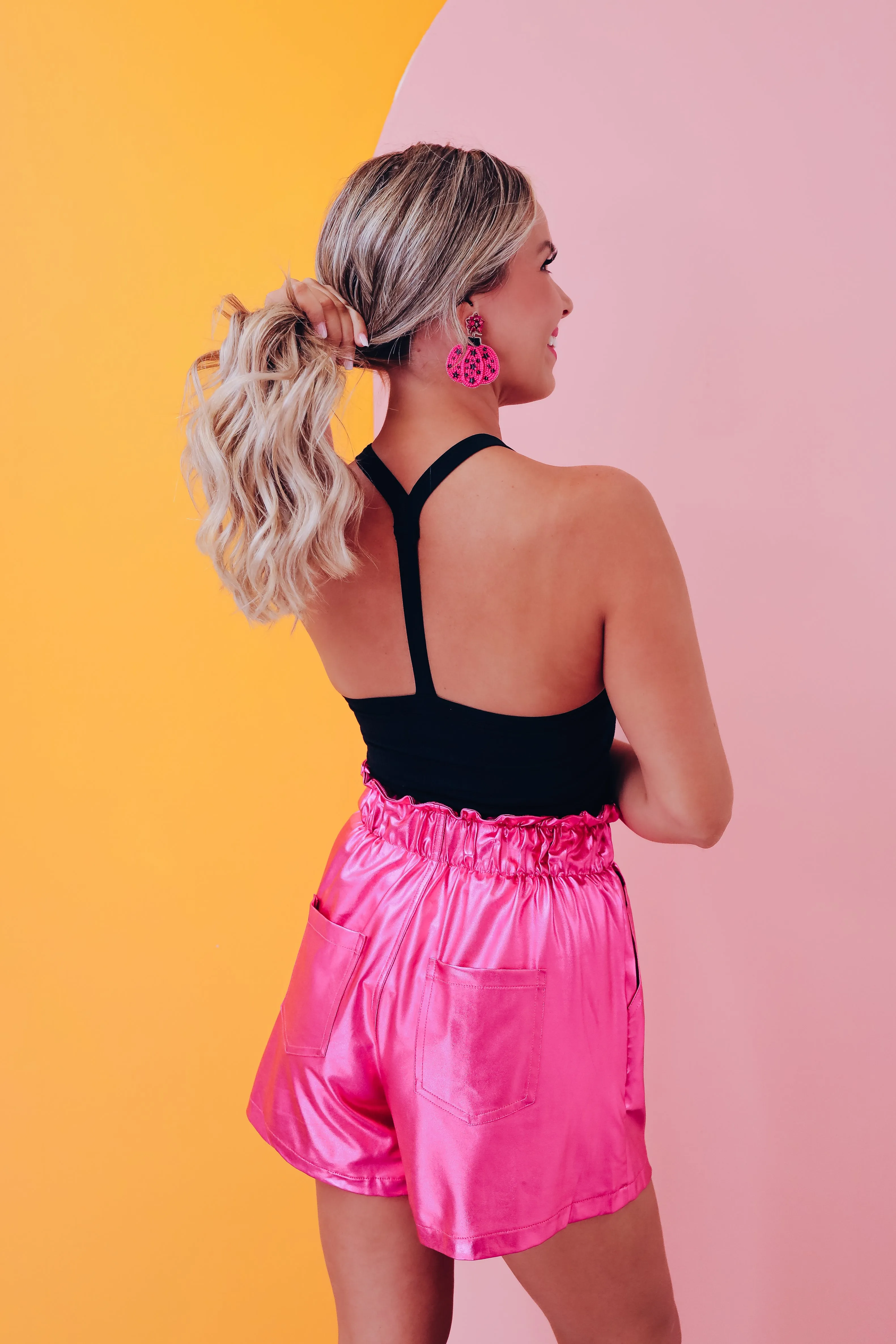 Y Back Halter Neck Crop Top - Black
