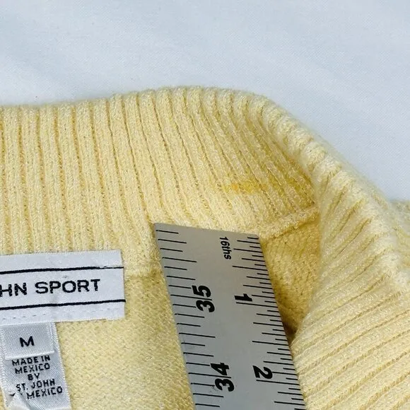 Y2K St John Sport Sz M Cardigan Tank Set Top Twin Cream Quiet Luxury Wool Blend‎