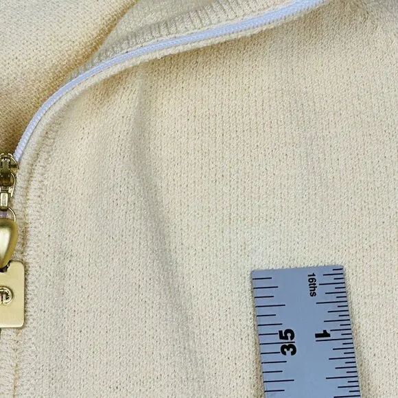 Y2K St John Sport Sz M Cardigan Tank Set Top Twin Cream Quiet Luxury Wool Blend‎