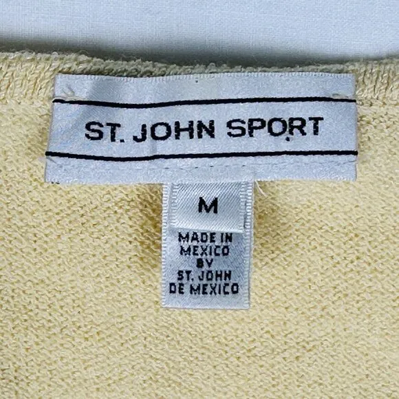 Y2K St John Sport Sz M Cardigan Tank Set Top Twin Cream Quiet Luxury Wool Blend‎