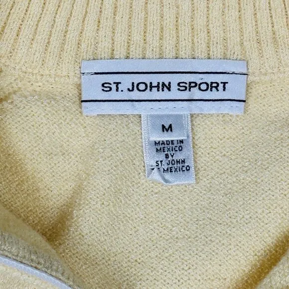 Y2K St John Sport Sz M Cardigan Tank Set Top Twin Cream Quiet Luxury Wool Blend‎